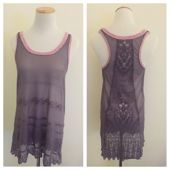 Free People Tops - Free People Purple Lace Tank